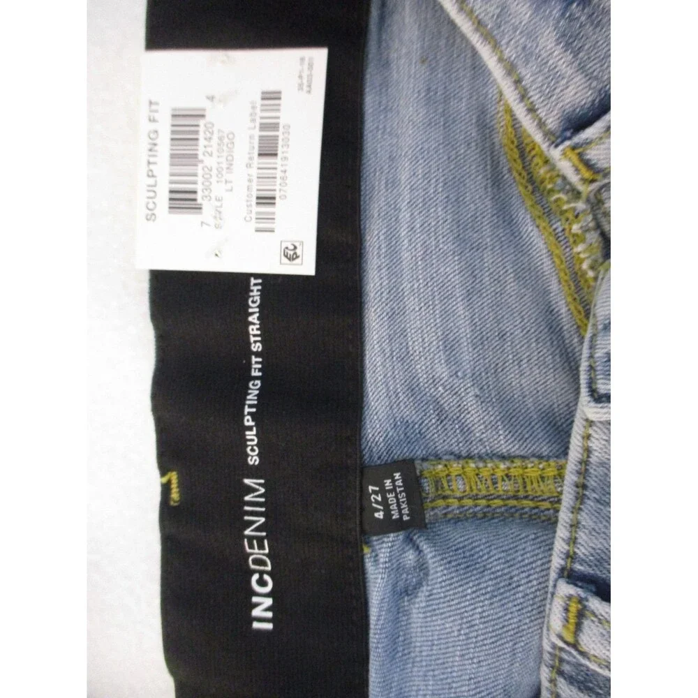 INC International Concepts Jeans Women's Size 4 Blue Straight Leg Stretch Raw